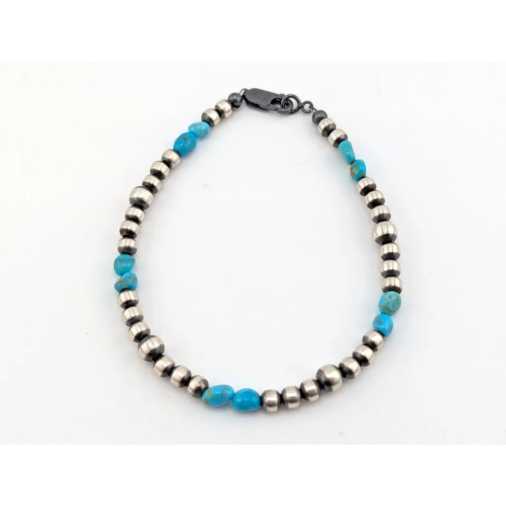 Navajo Style‎ Bracelet Hand-Strung Turquoise Native American Jewelry 7.75 **
